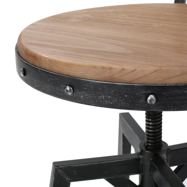English Elm Christopher Knight Home® - SWIVEL Industrial Barstool Black Metal Frame with Natural Wood Seat, Adjustable Swivel Comfort 67371.00