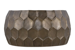 English Elm CT101 Hand-Hammered Round Coffee Table 32" — Hexagonal Patterned Surface, Modern Farmhouse Focal Point Gold G150108438