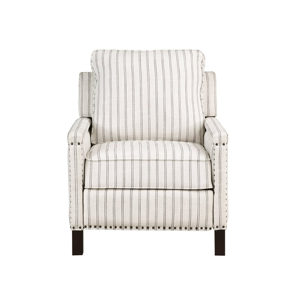 English Elm Traditional Elegant Push-Back Recliner Chair with Textured Stripe Fabric, Nailhead Trim, Solid Wood Legs, Durable Upholstery B011P277894