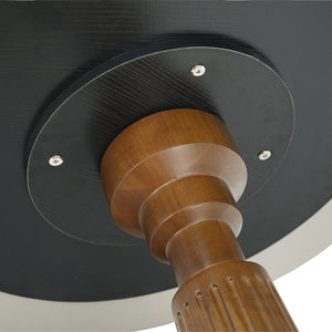 English Elm Modern Round Dining Table - Elegant Sintered Stone Top With Wooden Legs & Gold Base For 2 People W1535S00573