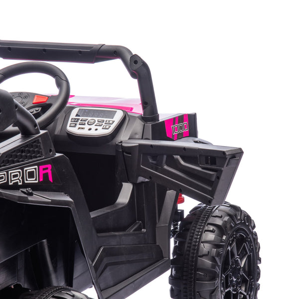 English Elm 24v 400w Kids Electric Utv Ride on with Remote Bluetooth Led Suspension Cockpit Pink W1578P284294
