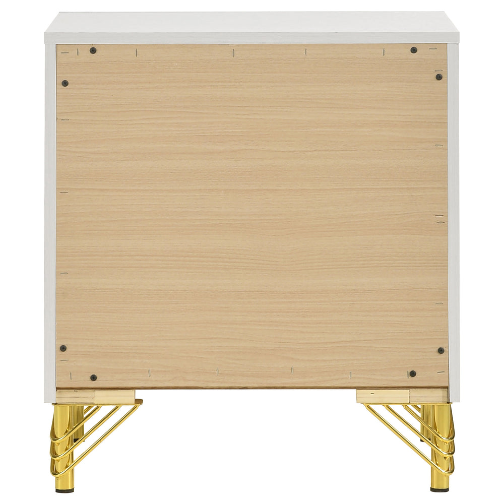 English Elm Chesney White 2-Drawer Nightstand with Gold Trim Chic Glam Bedside Table Modern Storage Accent B062P299930
