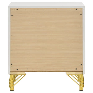 English Elm Chesney White 2-Drawer Nightstand with Gold Trim Chic Glam Bedside Table Modern Storage Accent B062P299930