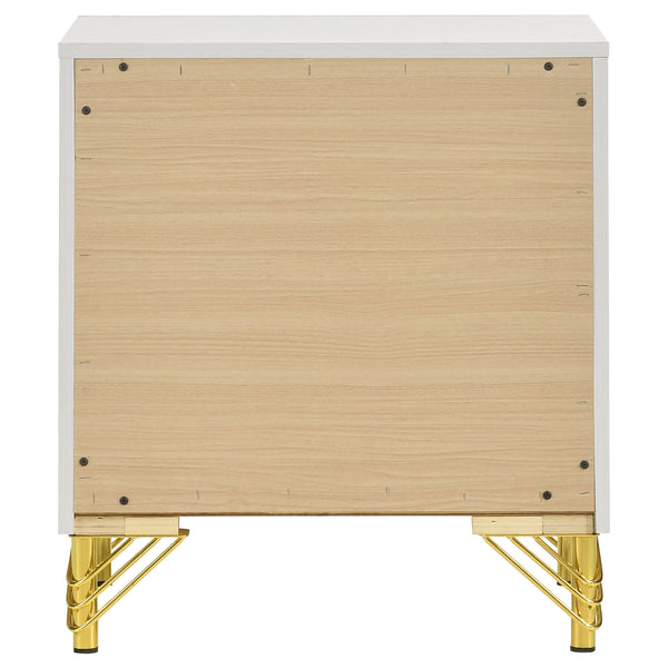 English Elm Chesney White 2-Drawer Nightstand with Gold Trim Chic Glam Bedside Table Modern Storage Accent B062P299930