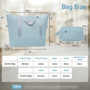 English Elm 6 Piece Hardshell Abs Travel Set with Spinner Wheels Combination Lock and Toiletry Bag Light Blue N732P391314N