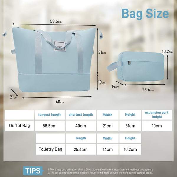 English Elm 6 Piece Hardshell Abs Travel Set with Spinner Wheels Combination Lock and Toiletry Bag Light Blue N732P391314N