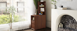 English Elm End Table With Charging Station, Ample Storage & Warm Walnut Finish For Bedroom Or Living Room W2593P289144