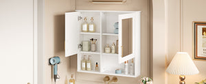 English Elm 2-in-1 Matte Wall Mounted Medicine Cabinet Soft Close Mirror Storage for Bathroom Vanity White N710P389456K