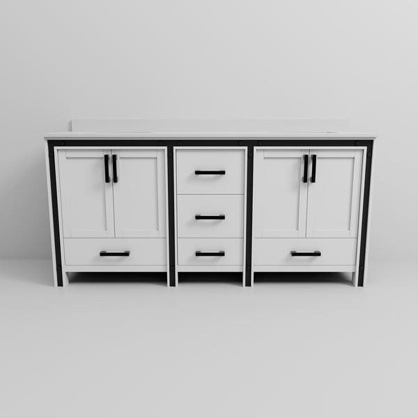 English Elm White Solid Wood Double Bath Vanity 72" x 22" with Cultured Marble Top, Soft-Close Drawers, Storage B2731P260721