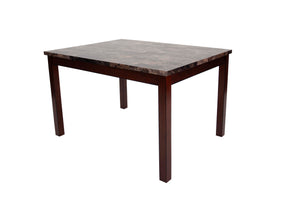 English Elm 5 5-Piece Dining Set with Faux Marble Top, Two-Tone Finish, Upholstered Chairs & Bench for Versatile Spaces B089P390143