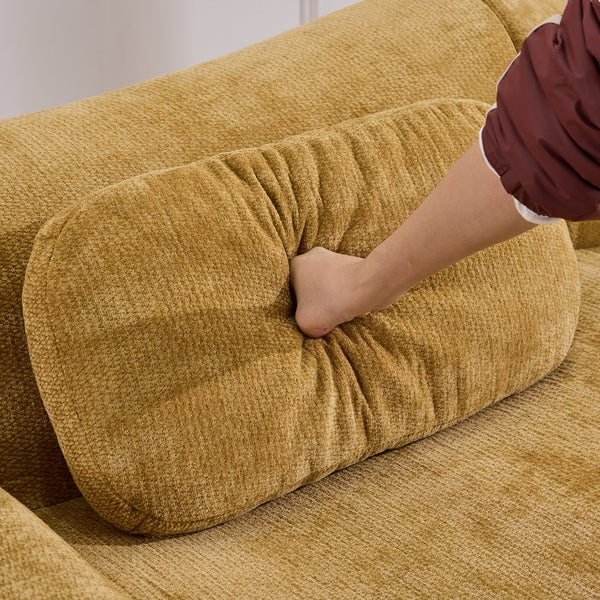 English Elm Modular Chenille Deep Seat Sectional Sofa with Bamboo Frame for Living Room Lounge Yellow W1829S00067