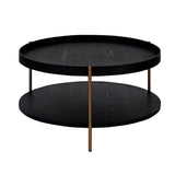 Modern 2-Tier Round Coffee Table Set, Easy Assembly Nesting Tables for Living Room, Bedroom, Office, Balcony, Yard - Black MDF