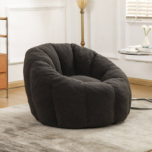 English Elm Bean Bag Lounge Chair Faux Fur Memory Foam Armrests Ergonomic Seat for Adults Dark Gray W2200P239870