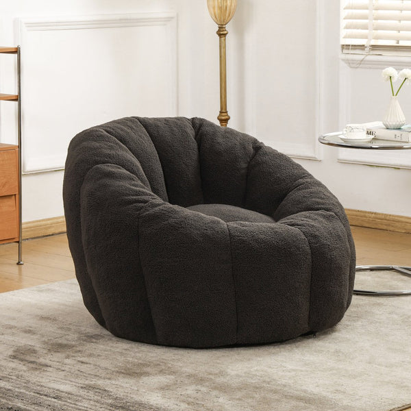 English Elm Bean Bag Lounge Chair Faux Fur Memory Foam Armrests Ergonomic Seat for Adults Dark Gray W2200P239870