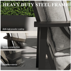 English Elm Set of 2 Outdoor Steel Armchairs Powder Coated Matte Frame with Cushioned Patio Seating Black+ Gray B082P455145