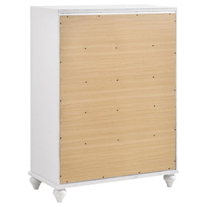 English Elm Randall Glamorous 5-Drawer Chest - Chic White Storage Solution With Crystal Hardware Accents B062P374129-GIGA