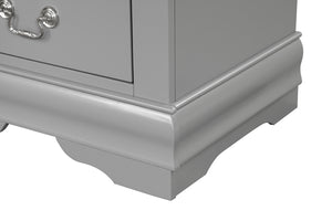 English Elm 1pc Chest Transitional Weathered Finish 5-Drawer Tall Dresser with Dentil Molding and Metal Knobs Gray 19 L x 34 W x 52 H B2741P378512