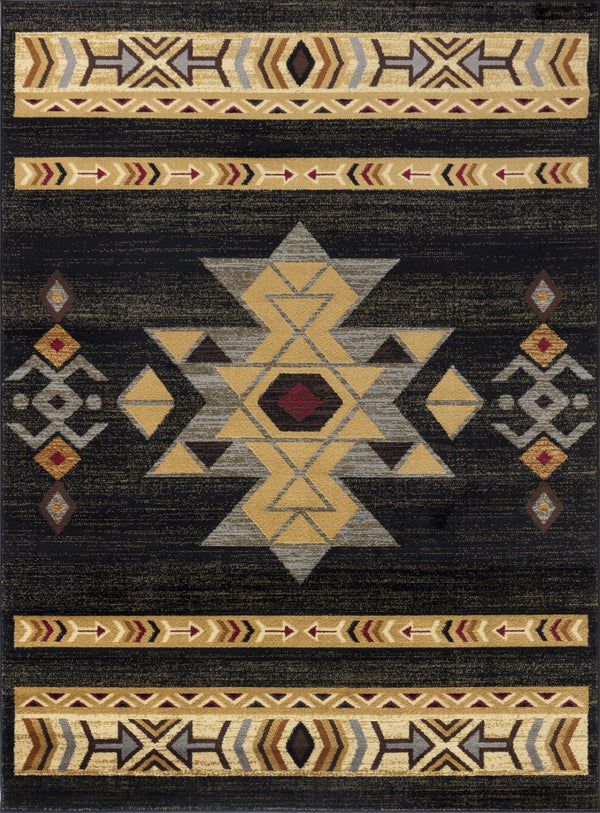 English Elm Tribes Black Southwest Area Rug - 2'7" X 7'3" Durable, Stain Resistant, Kid & Pet Friendly Design B186P180994-GIGA