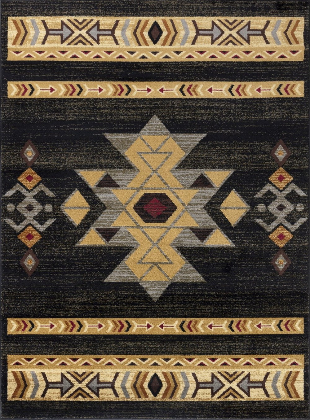 English Elm Tribes Black 7'10" X 10'3" Southwest Area Rug - Durable, Stain-Resistant, Pet-Friendly Design! B186P180992-GIGA