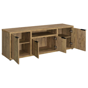 English Elm Noriega Rustic Mango Wood Three Piece Media Wall Unit with Open Shelving Storage B062S01718