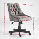 English Elm ,Medieval Retro Style Sheepskin Pattern Fabric Home Office Chair With Lift, Swivel and Recline Functions,Gray Color