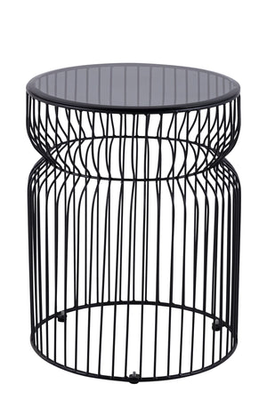 English Elm ET901 Sleek Contemporary Metal Frame End Table with Tinted Tempered Glass Top, 21" Height, Modern Accent Black B009P306197