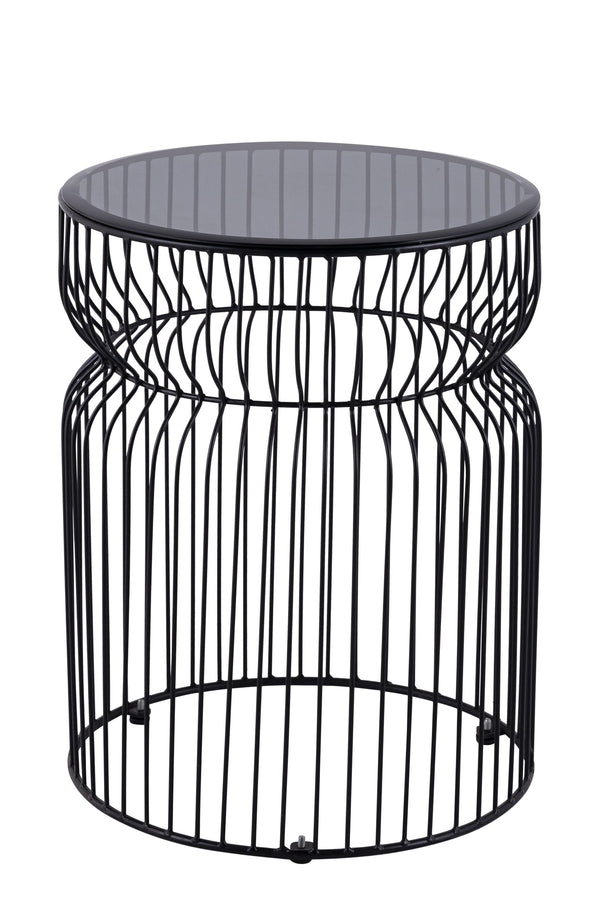 English Elm ET901 Sleek Contemporary Metal Frame End Table with Tinted Tempered Glass Top, 21" Height, Modern Accent Black B009P306197
