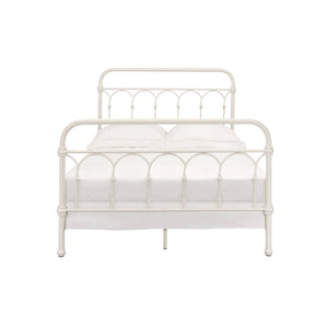 English Elm White Spindle Bed with Box Spring Support, Metal Full Size Frame, Classic Elegant Headboard Accent B062P215388