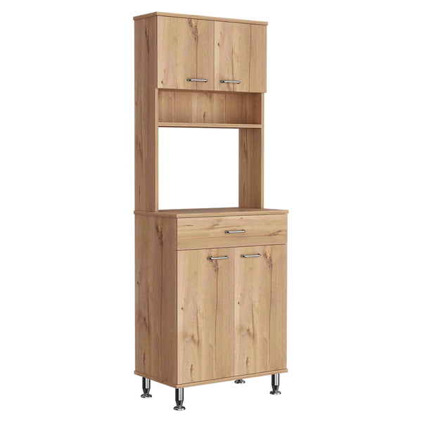 English Elm Della 60" Kitchen Pantry Cabinet - Light Oak With Countertop & Versatile Storage For Small Spaces B07091842