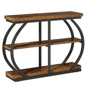 English Elm Entryway Console Table Two Tier Open Shelf Farmhouse Sofa Vintage Brown Finish T3971P460499