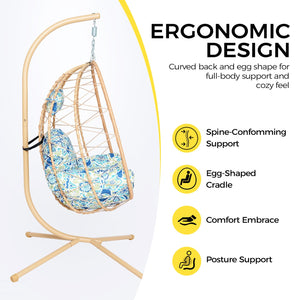 English Elm Hanging Egg Swing Chair Pe Wicker Foldable Indoor Outdoor Patio Ergonomic Cradle Seat T5880P497567