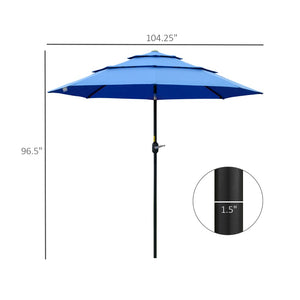 English Elm Outsunny 9Ft Elegant Patio Umbrella With Crank & Tilt - Durable Outdoor Market Shade For Decks & Lawns W2225P200444-GIGA