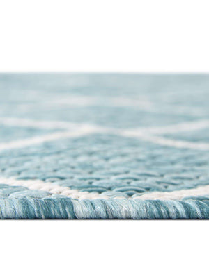 Unique Loom Outdoor Trellis Links Trellis Machine Made Trellis Rug Light Aqua, Ivory 8' 0" x 11' 4"