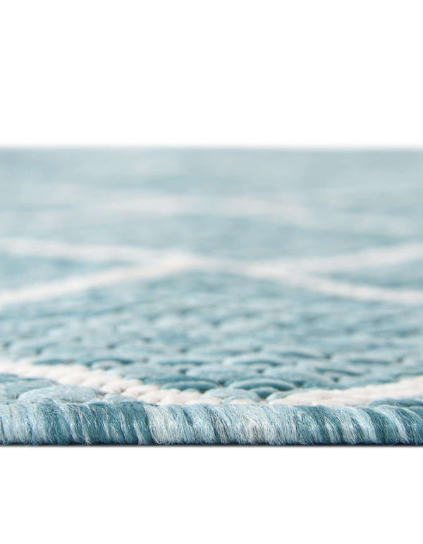 Unique Loom Outdoor Trellis Links Trellis Machine Made Trellis Rug Light Aqua, Ivory 8' 0" x 11' 4"