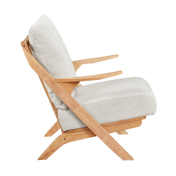 English Elm Mid-Century modern accent chair with solid rubberwood frame, chenille upholstery, plush seat comfort Beige,Natural 45 L x 25.5 W x 14.5 H B011P347875
