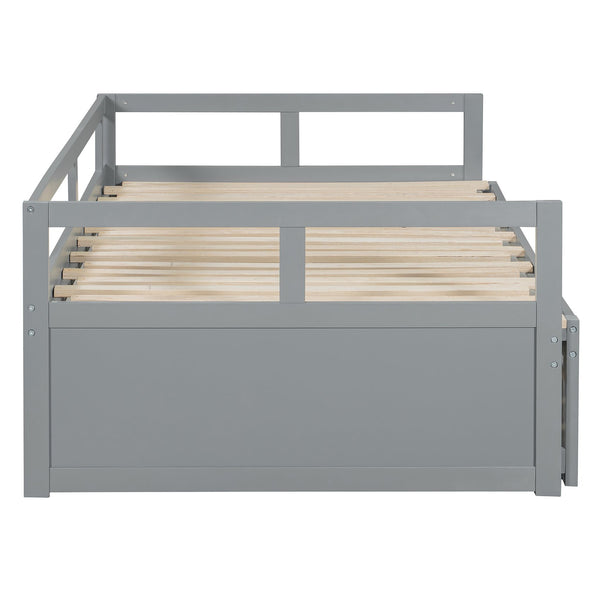 English Elm Extending Twin Daybed with Pull Out Trundle Solid Pine Wood Frame Guest Room N708P336535E