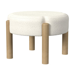 English Elm Eli Round Boucle Ottoman Footstool with Hardwood Legs for Living Room Seating B056P416982