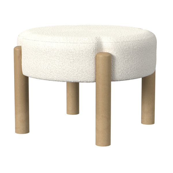 English Elm Eli Round Boucle Ottoman Footstool with Hardwood Legs for Living Room Seating B056P416982