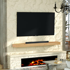 English Elm Fireplace Mantel - 72" Handcrafted Solid Wood Floating Shelf For Rustic Wall Display & Decor T3210P391509