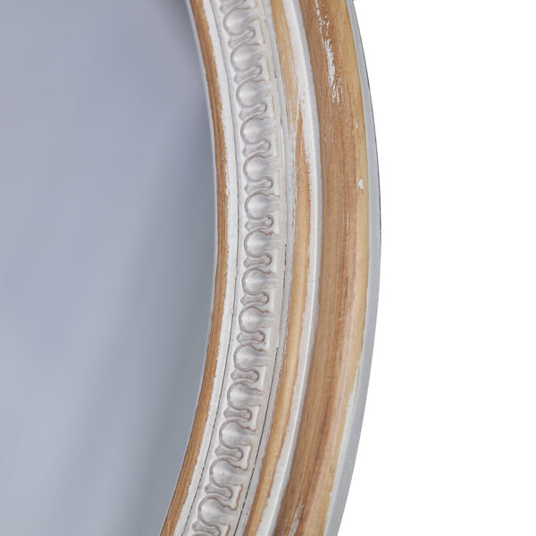 English Elm 30" Solid Wood Round Farmhouse Mirror Rustic Boho Accent for Bathroom or Entryway W2263P446640