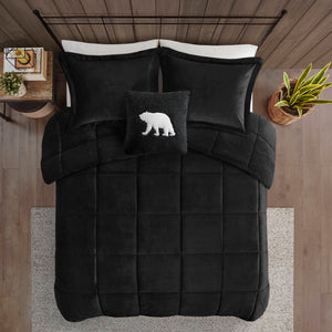 English Elm 4-piece King Sherpa Reverse Comforter Set with Hypoallergenic Fill for Bold Bedrooms B035P408272