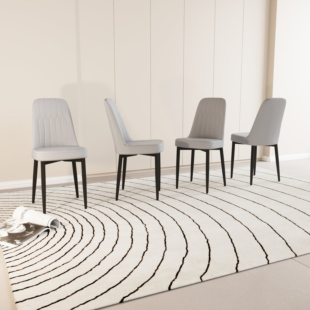 English Elm A Set Of 4 Modern Dining Chairs In Grey Pu Leather With Black Metal Legs For Stylish Comfort W2189140237