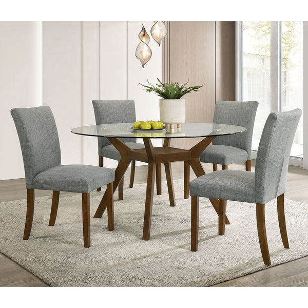 English Elm Flynn Round Tempered Glass and Rubberwood Dining Table Seats Four with Lower Shelf B062S01764
