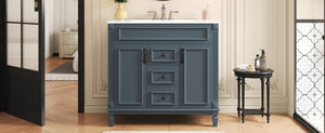 English Elm 36'' Modern Bathroom Vanity With Black Ceramic Sink, Soft-Closing Doors & Drawers, Stylish Storage N710P230231C