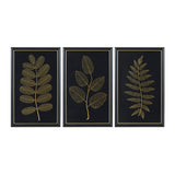 Martha Stewart N/A MT Lily Pond Gold Metallic Leaf Panel Framed Graphic Wall Decor 3-Piece Set MT95G-0081 Black/Gold