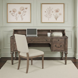 English Elm Middleton 64 Inch Traditional Writing Desk Poplar Build with Vintage Hazel Warm Finish B108P468543