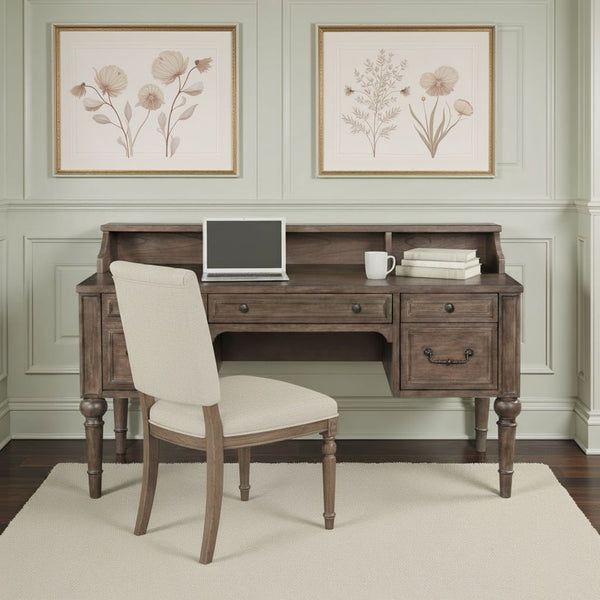 English Elm Middleton 64 Inch Traditional Writing Desk Poplar Build with Vintage Hazel Warm Finish B108P468543