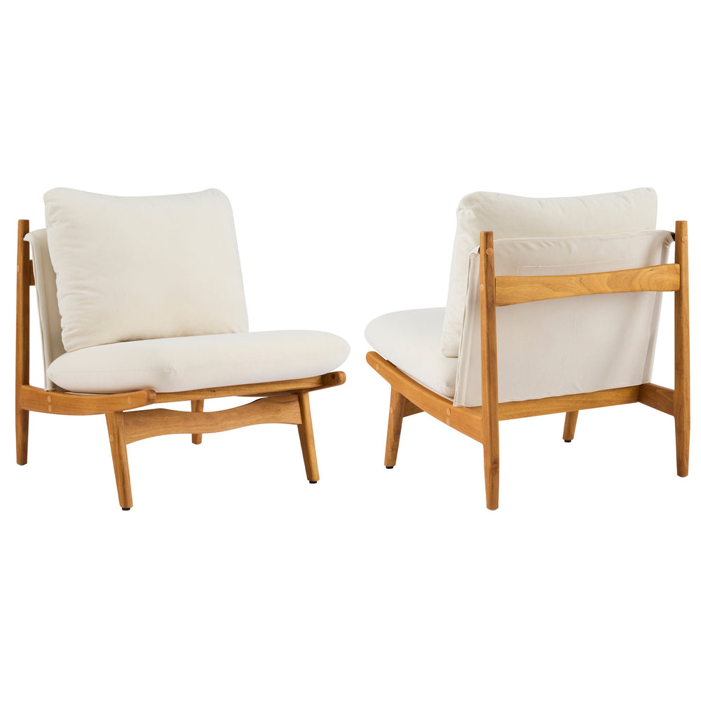 English Elm Vista Mid-century Accent Chairs Solid Wood Frame Beige Upholstery Living Room Set N767P366304B