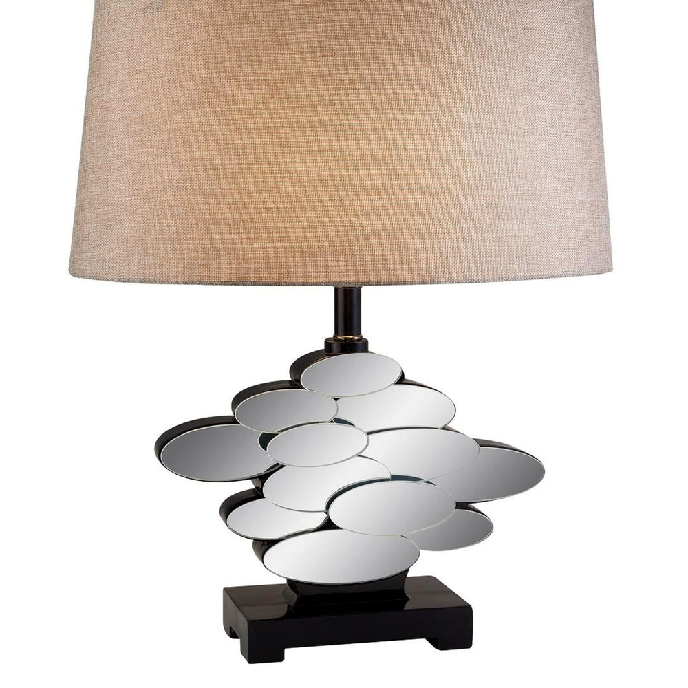 English Elm 25.5" Elegant Polyresin Table Lamp with Bronze Finish, Mirror Glass Accents & Latte Shade, UL Listed B072116198