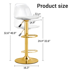 English Elm Modern Swivel Barstools Set of 2 with Clear Pet Back and Padded Pu Seat W1151P192280